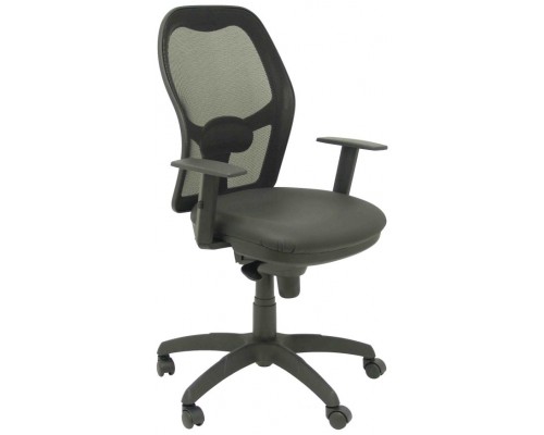 PIQUERAS Y CRESPO Silla Jorquera malla negra asiento similpiel negro