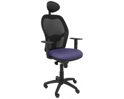 PIQUERAS Y CRESPO Silla Jorquera malla negra asiento bali azul claro con cabecero fijo