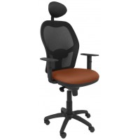 PIQUERAS Y CRESPO Silla Jorquera malla negra asiento bali marron con cabecero fijo