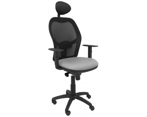 PIQUERAS Y CRESPO Silla Jorquera malla negra asiento bali gris claro con cabecero fijo