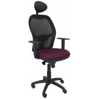 PIQUERAS Y CRESPO Silla Jorquera malla negra asiento bali morado con cabecero fijo