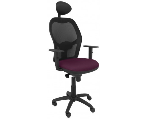 PIQUERAS Y CRESPO Silla Jorquera malla negra asiento bali morado con cabecero fijo