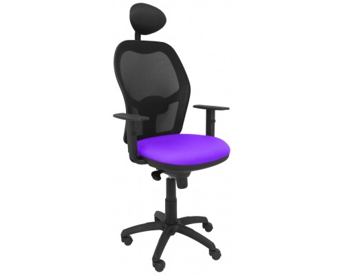 PIQUERAS Y CRESPO Silla Jorquera malla negra asiento bali lila con cabecero fijo