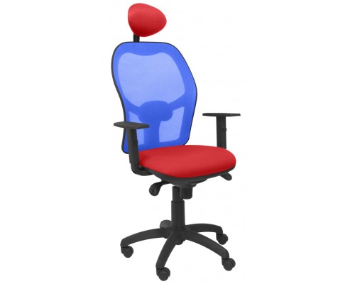 PIQUERAS Y CRESPO Silla Jorquera malla azul asiento bali rojo con cabecero fijo