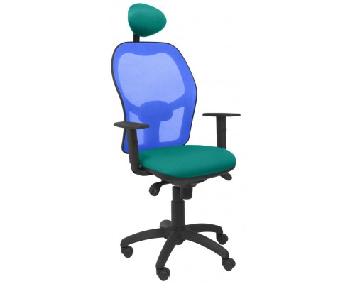 PIQUERAS Y CRESPO Silla Jorquera malla azul asiento bali turquesa con cabecero fijo