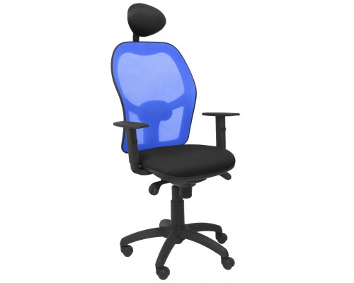 PIQUERAS Y CRESPO Silla Jorquera malla azul asiento bali negro con cabecero fijo