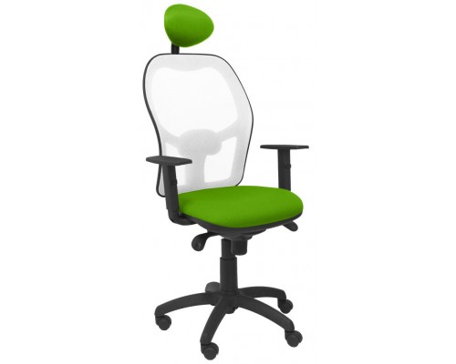 PIQUERAS Y CRESPO Silla Jorquera malla blanca asiento bali verde pistacho con cabecero fijo