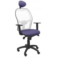 PIQUERAS Y CRESPO Silla Jorquera malla blanca asiento bali azul claro con cabecero fijo