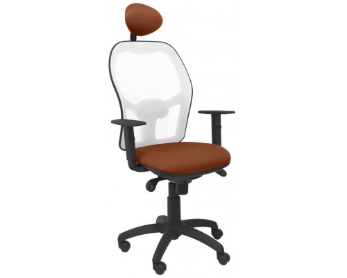 PIQUERAS Y CRESPO Silla Jorquera malla blanca asiento bali marron con cabecero fijo