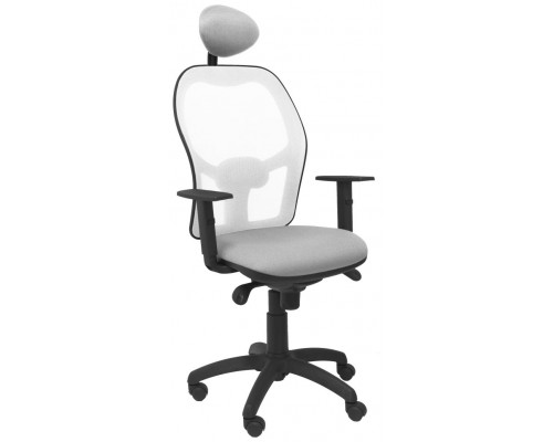 PIQUERAS Y CRESPO Silla Jorquera malla blanca asiento bali gris claro con cabecero fijo