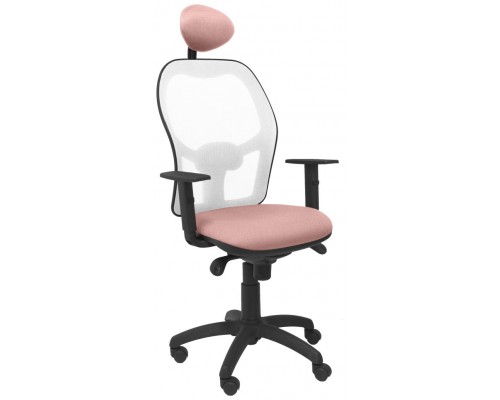 PIQUERAS Y CRESPO Silla Jorquera malla blanca asiento bali rosa palido con cabecero fijo