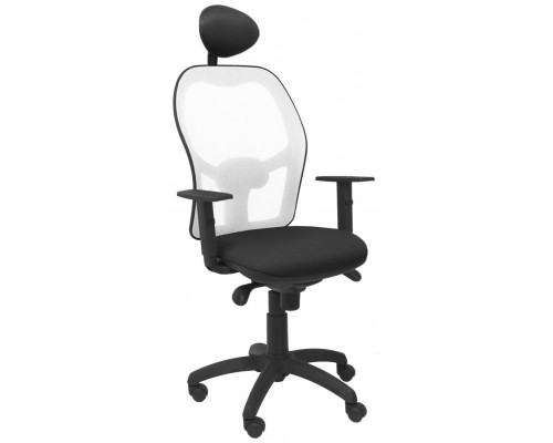 PIQUERAS Y CRESPO Silla Jorquera malla blanca asiento bali negro con cabecero fijo