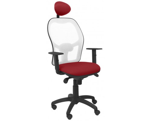 PIQUERAS Y CRESPO Silla Jorquera malla blanca asiento bali granate con cabecero fijo