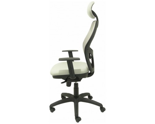 PIQUERAS Y CRESPO Silla Jorquera malla gris asiento bali gris claro con cabecero fijo