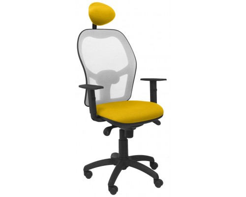 PIQUERAS Y CRESPO Silla Jorquera malla gris asiento bali amarillo con cabecero fijo