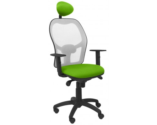PIQUERAS Y CRESPO Silla Jorquera malla gris asiento bali verde pistacho con cabecero fijo