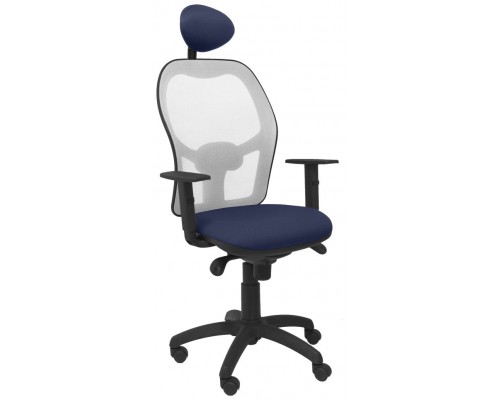 PIQUERAS Y CRESPO Silla Jorquera malla gris asiento bali azul marino con cabecero fijo