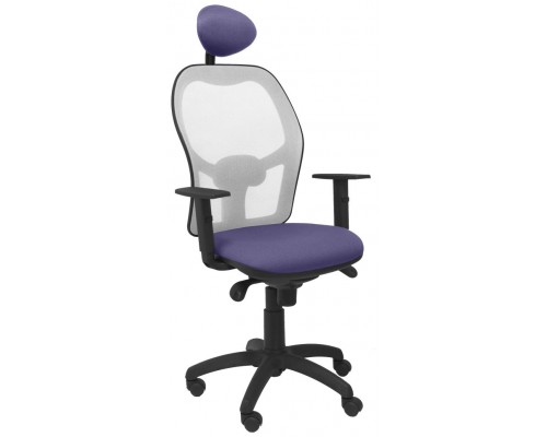 PIQUERAS Y CRESPO Silla Jorquera malla gris asiento bali azul claro con cabecero fijo