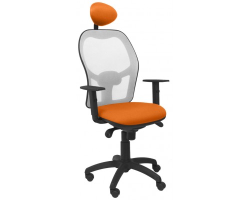 PIQUERAS Y CRESPO Silla Jorquera malla gris asiento bali naranja con cabecero fijo
