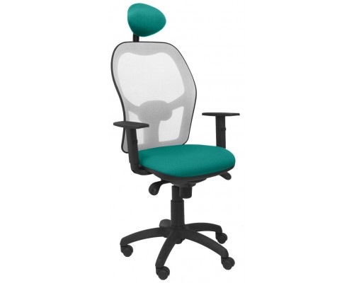 PIQUERAS Y CRESPO Silla Jorquera malla gris asiento bali turquesa con cabecero fijo