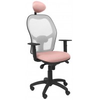 PIQUERAS Y CRESPO Silla Jorquera malla gris asiento bali rosa palido con cabecero fijo