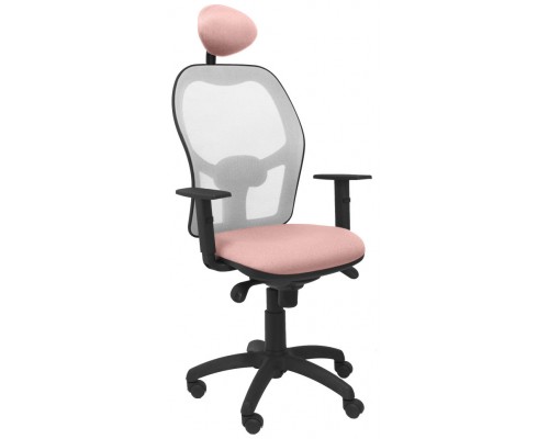 PIQUERAS Y CRESPO Silla Jorquera malla gris asiento bali rosa palido con cabecero fijo