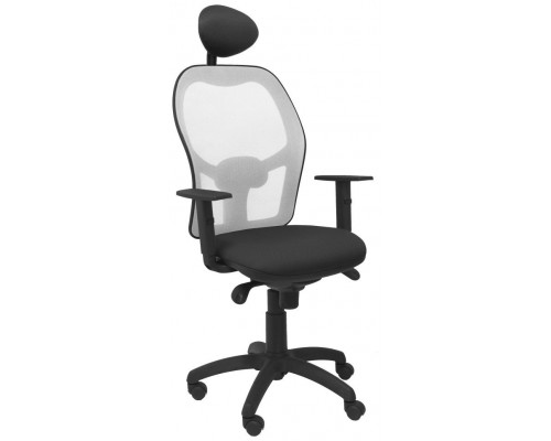 PIQUERAS Y CRESPO Silla Jorquera malla gris asiento bali negro con cabecero fijo