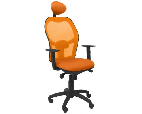 PIQUERAS Y CRESPO Silla Jorquera malla naranja asiento bali naranja con cabecero fijo