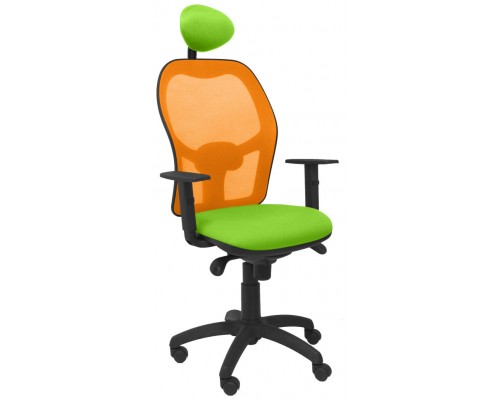 PIQUERAS Y CRESPO Silla Jorquera malla naranja asiento bali verde pistacho con cabecero fijo