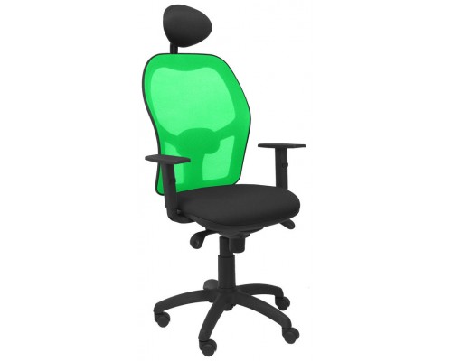 PIQUERAS Y CRESPO Silla Jorquera malla verde asiento bali negro con cabecero fijo