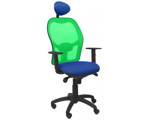 PIQUERAS Y CRESPO Silla Jorquera malla verde asiento bali azul con cabecero fijo