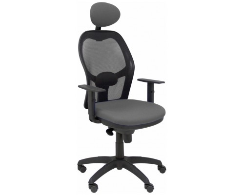 PIQUERAS Y CRESPO Silla Jorquera malla negra asiento bali gris oscuro con cabecero fijo
