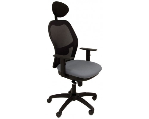 PIQUERAS Y CRESPO Silla Jorquera malla negra asiento bali gris con cabecero fijo