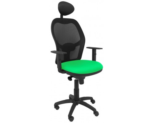 PIQUERAS Y CRESPO Silla Jorquera malla negra asiento bali verde con cabecero fijo