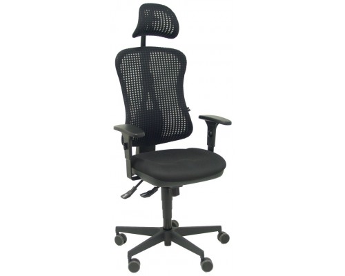 PIQUERAS Y CRESPO Silla Agudo sincro malla negra asiento tela negro brazos regulables con cabecero. ¡Ultimas unidades!!