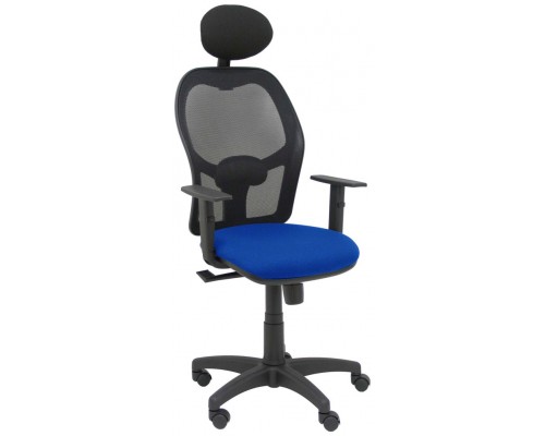 PIQUERAS Y CRESPO Silla Alocen malla negra asiento bali azul brazos regulables cabecero fijo