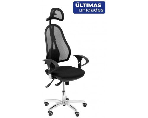 PIQUERAS Y CRESPO Silla Socuellamos sincro malla negra asiento tela negra brazos regulables con cabecero ¡Ultimas unidades!!