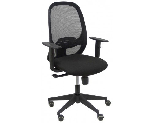 PIQUERAS Y CRESPO Silla Cilanco negra malla negra asiento bali negro brazo regulable.