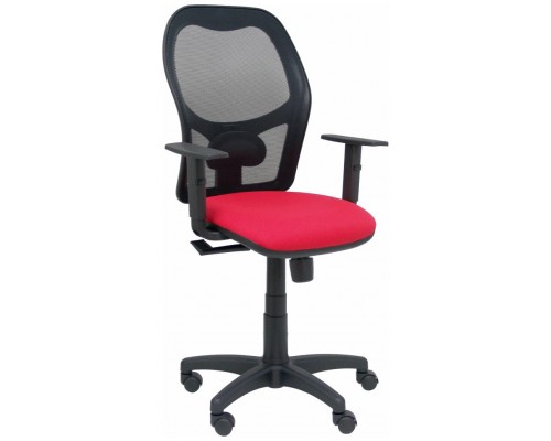 PIQUERAS Y CRESPO Silla Alocen malla negra asiento bali rojo brazos regulables