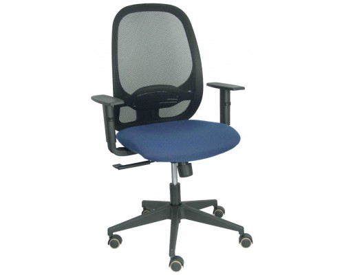 PIQUERAS Y CRESPO Silla Cilanco negra malla negra asiento bali azul marino brazo regulable