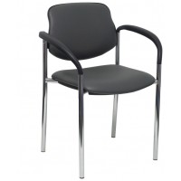 PIQUERAS Y CRESPO NOWY STYL Silla fija Styl similpiel gris oscuro chasis cromo con brazos