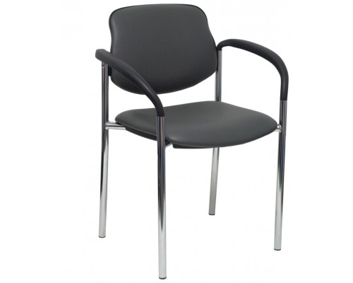 PIQUERAS Y CRESPO NOWY STYL Silla fija Styl similpiel gris oscuro chasis cromo con brazos