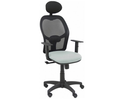 PIQUERAS Y CRESPO Silla Alocen malla negra asiento bali gris claro brazos regulables cabecero fijo