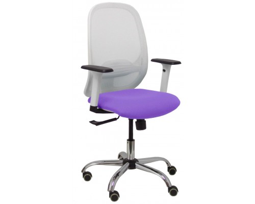PIQUERAS Y CRESPO Silla Cilanco blanca malla blanca asiento bali lila brazo regulable base cromada ruedas de parque
