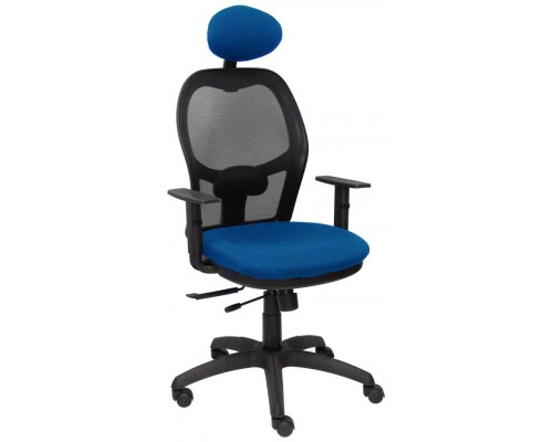 PIQUERAS Y CRESPO Silla Jorquera traslack malla negra asiento bali azul brazos regulables y cabecero
