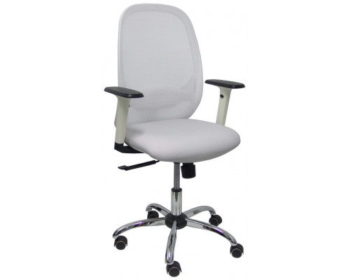 PIQUERAS Y CRESPO Silla Cilanco blanca malla blanca asto similpiel gris brazo reg. base crom RP