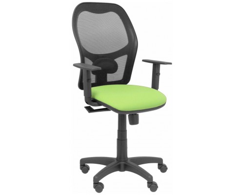 PIQUERAS Y CRESPO Silla Alocen malla negra asiento bali pistacho brazos regulables