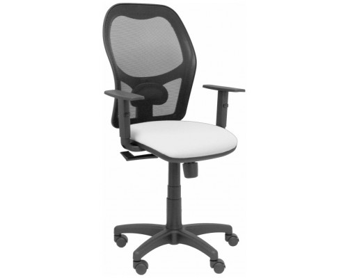 PIQUERAS Y CRESPO Silla Alocen malla negra asiento bali blanco brazos regulables