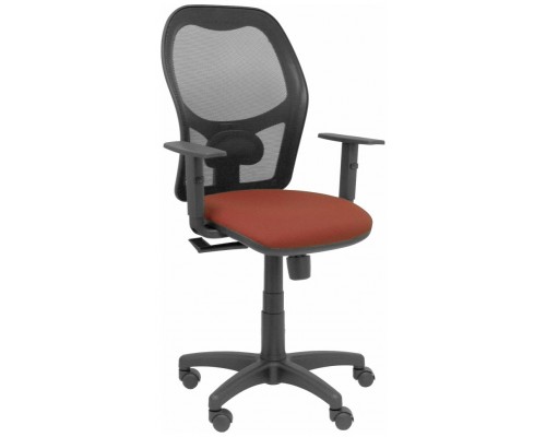 PIQUERAS Y CRESPO Silla Alocen malla negra asiento bali marron brazos regulables