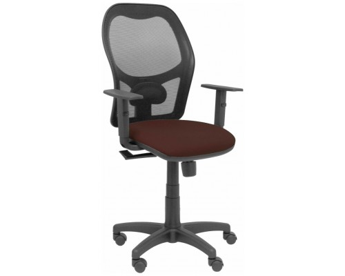 PIQUERAS Y CRESPO Silla Alocen malla negra asiento bali marron oscuro brazos regulables